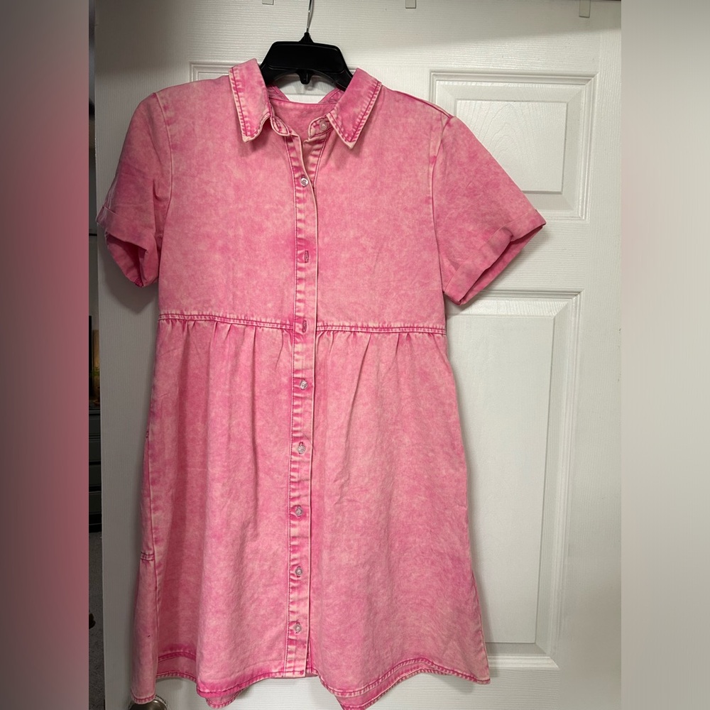 Pink blue Jean dress - S.